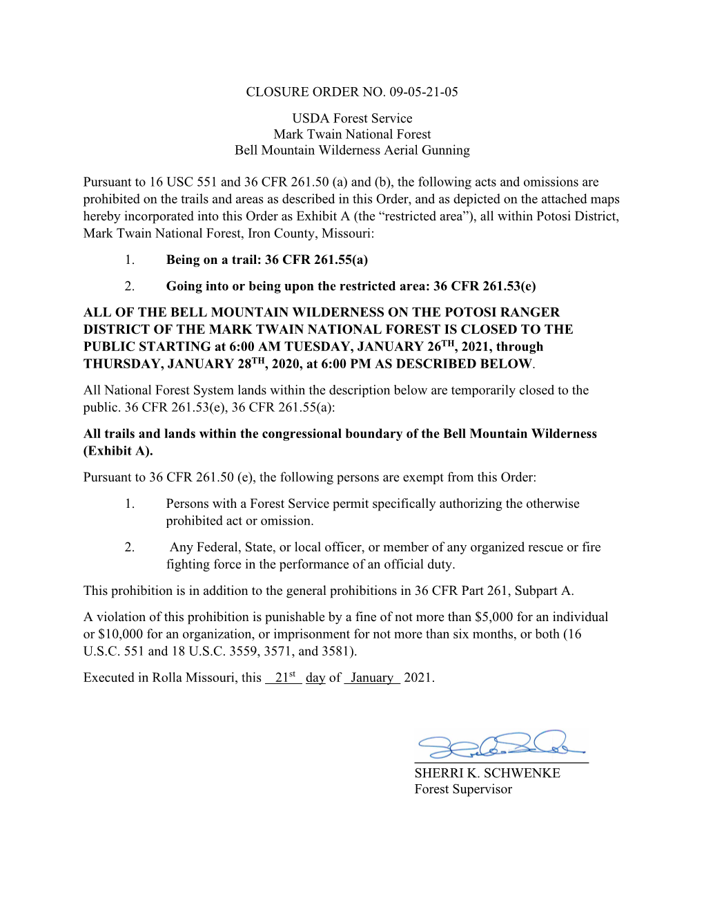 09-05-21-05 Bell Mountain Wilderness Closure Area