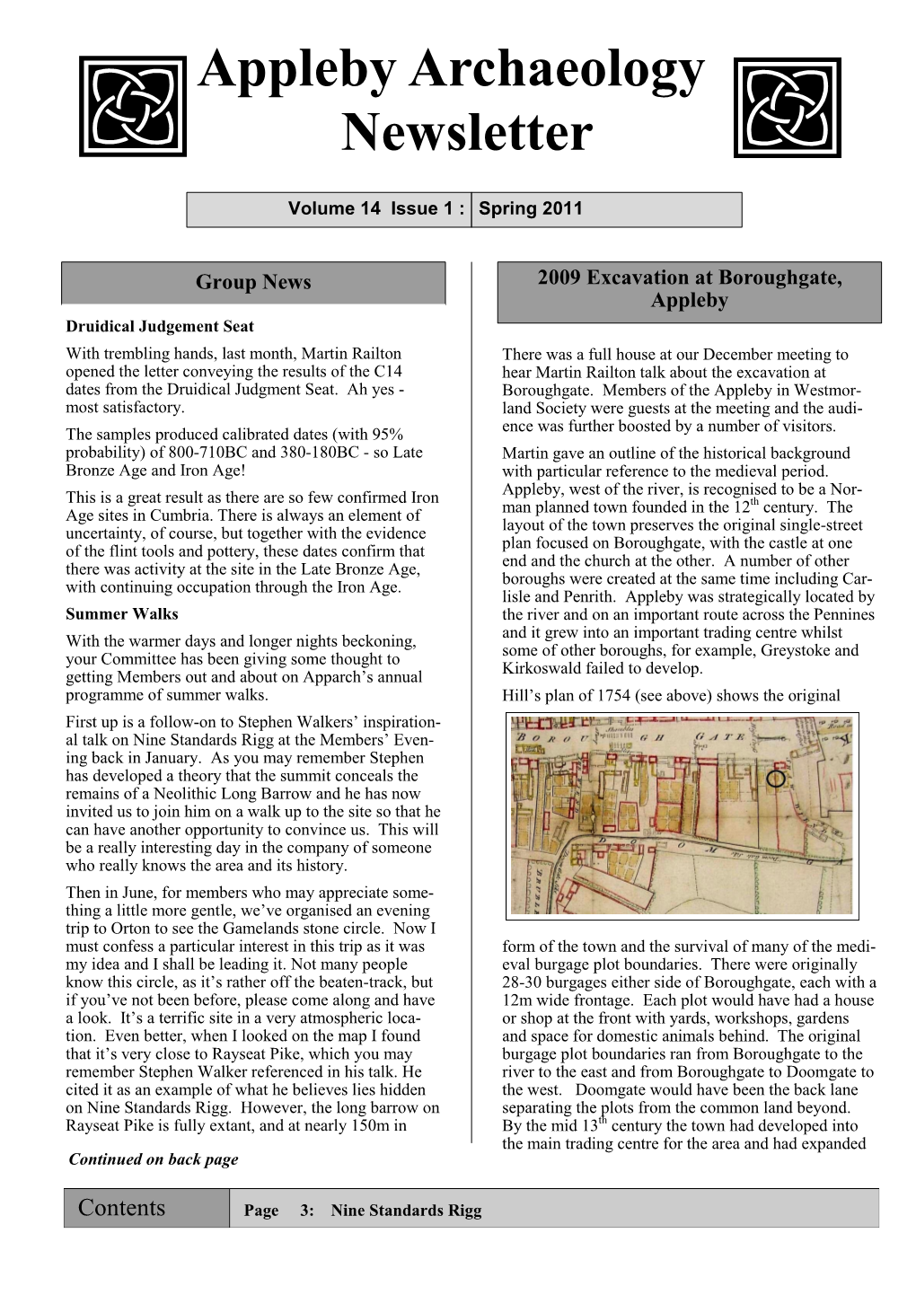 Newsletter Appleby Archaeology