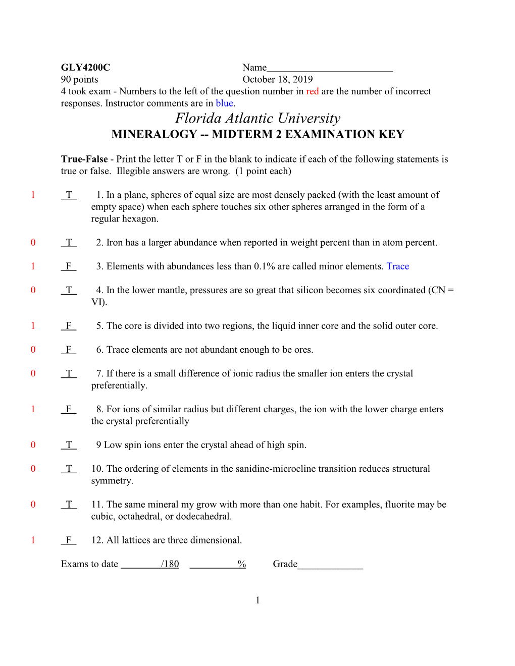 Midterm 2 Examination Key