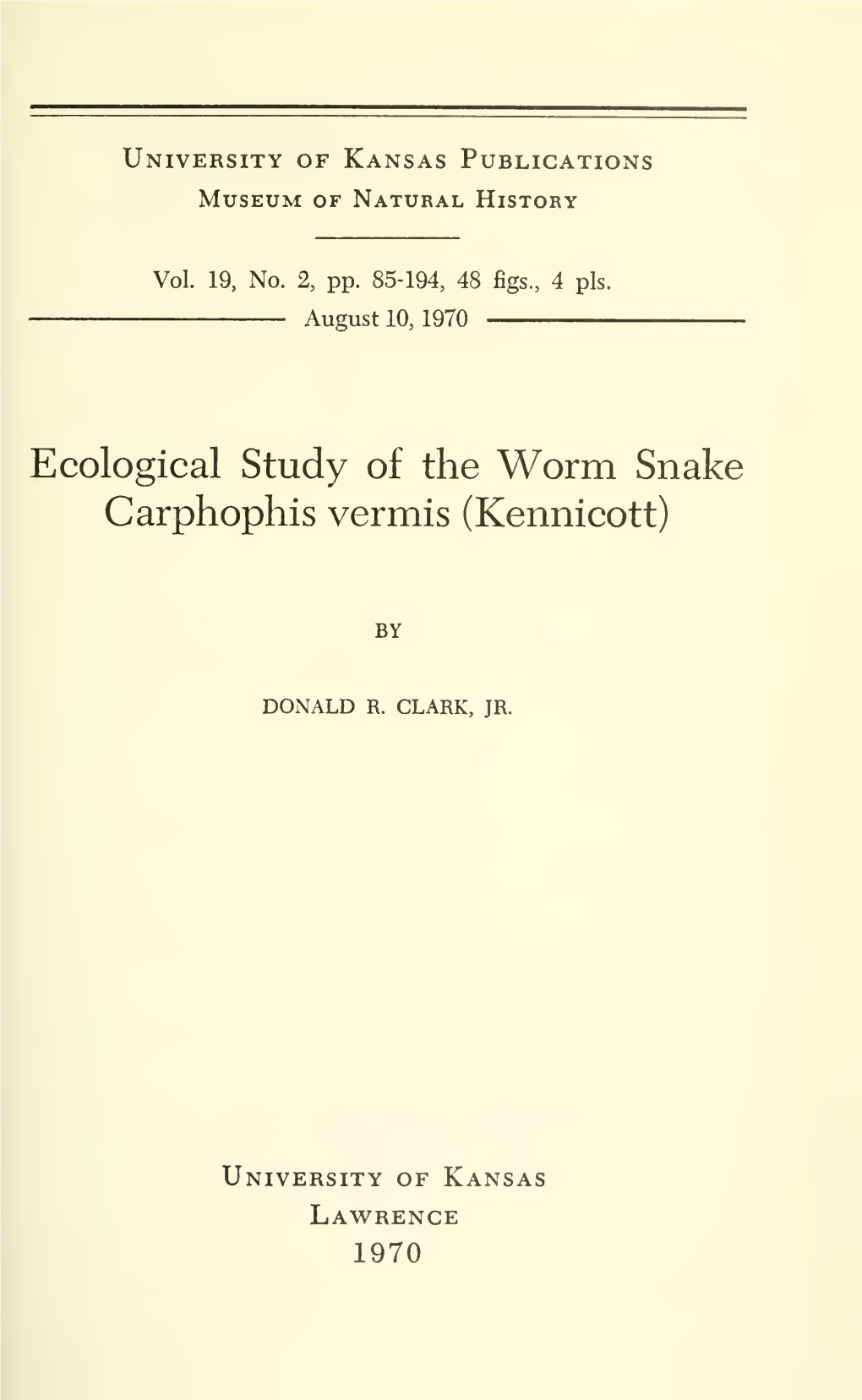 University of Kansas Publications, Museum of Natural History