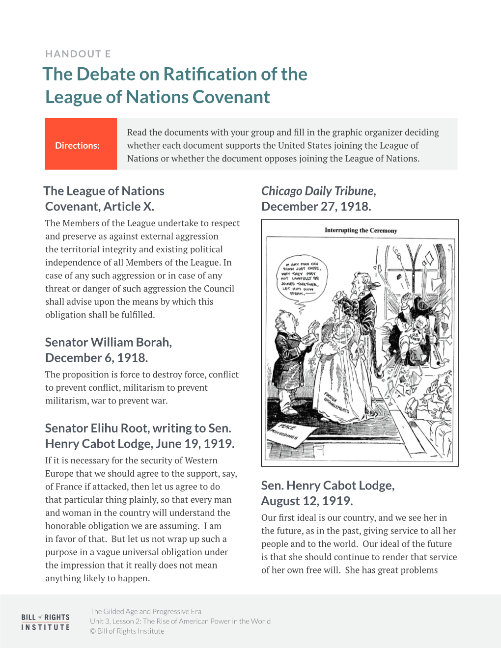 The Debate on Ratification of the League of Nations Covenant