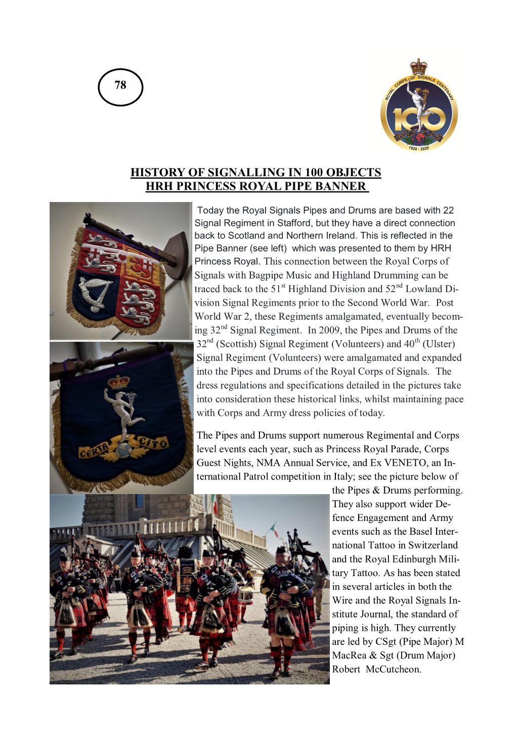 78 HRH Princess Royal Pipe Banner