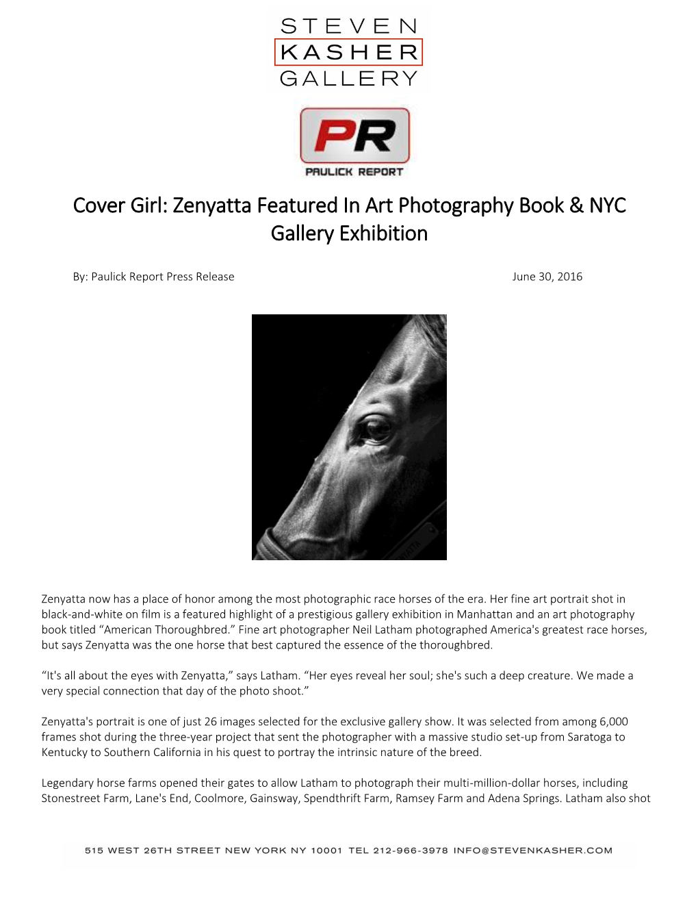 Zenyatta Featured in Art Photography Book & NYC Gallery Exhibition