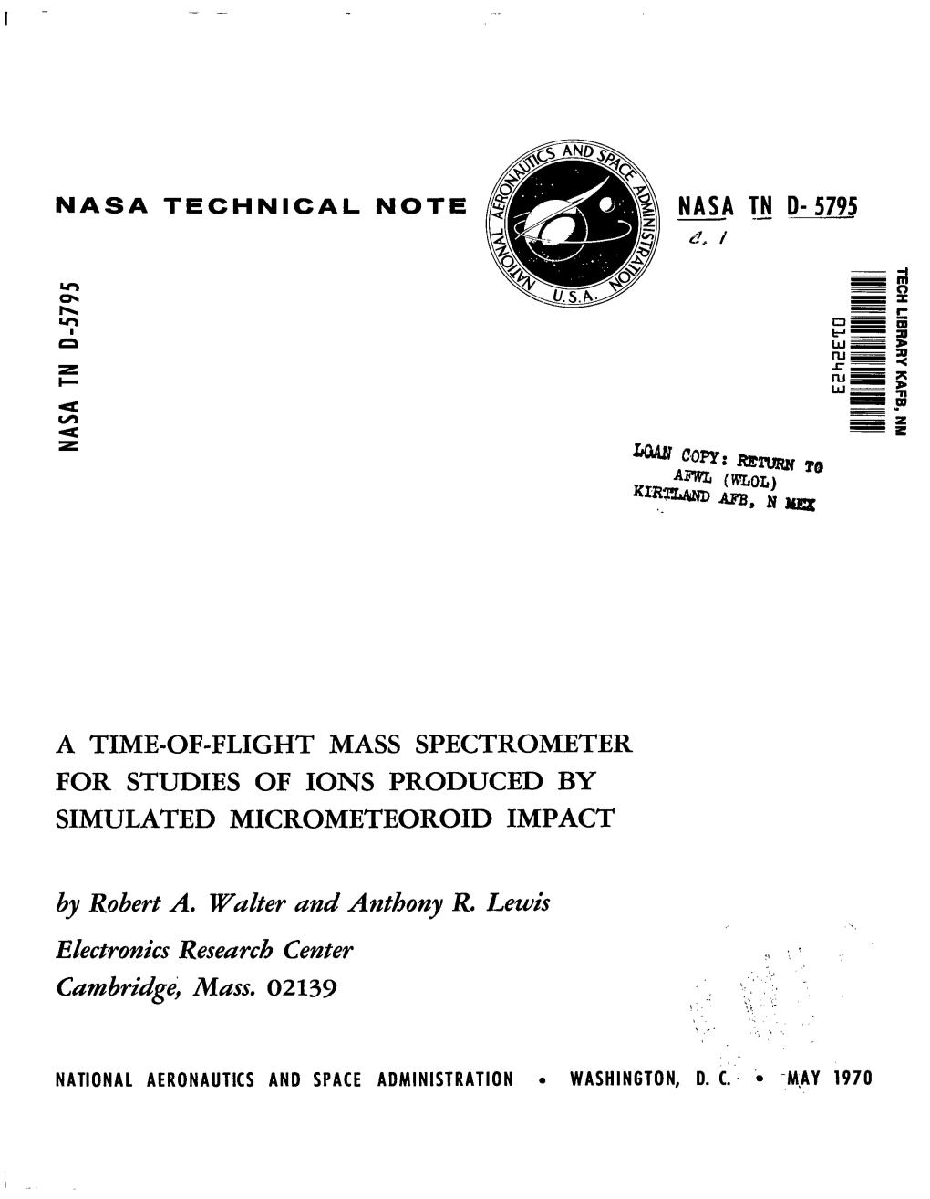 A Time-Of-Flight Mass Spectrometer for Studies of Ions Produced by Simulated Micrometeoroid Impact