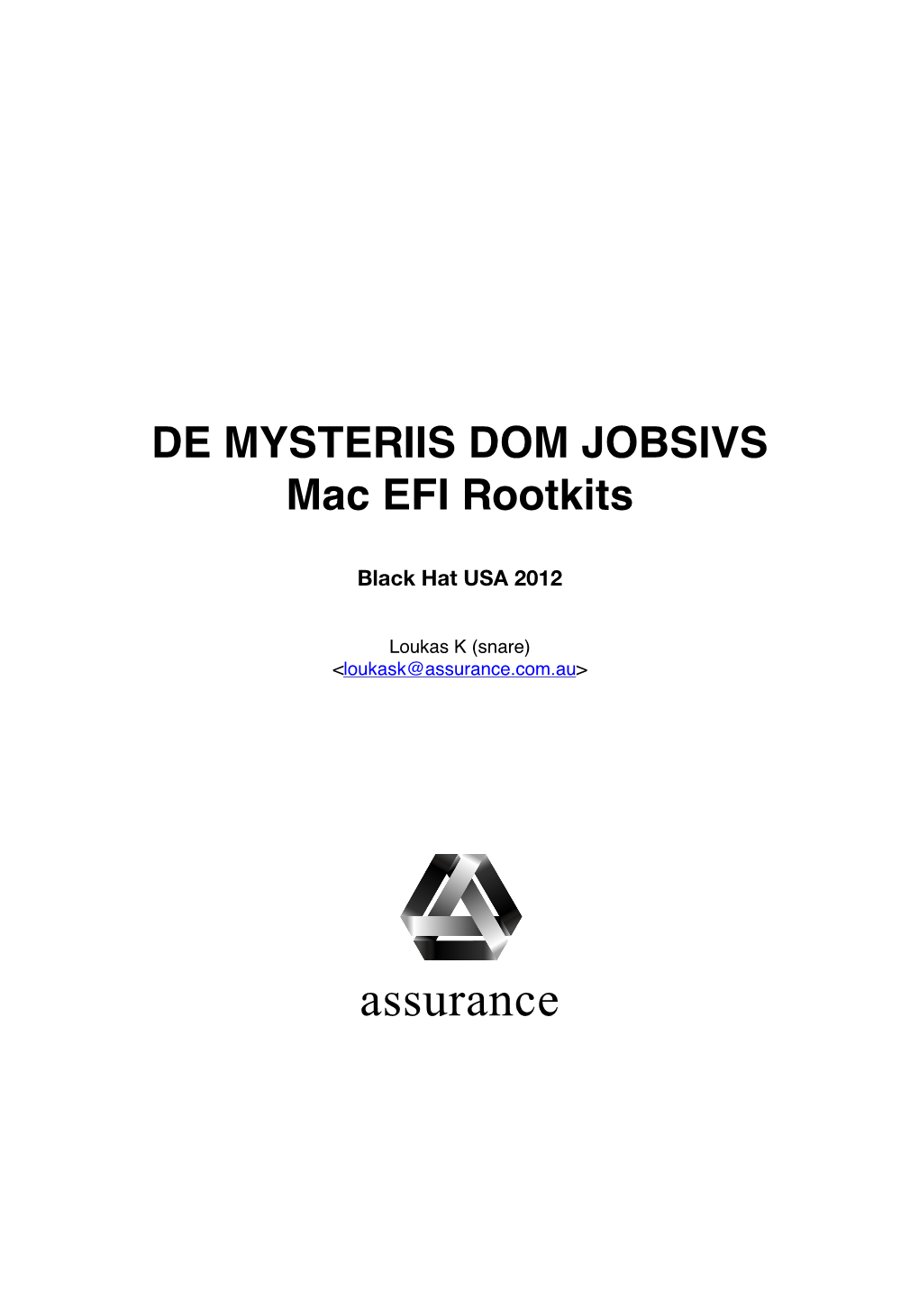 DE MYSTERIIS DOM JOBSIVS: Mac EFI Rootkits