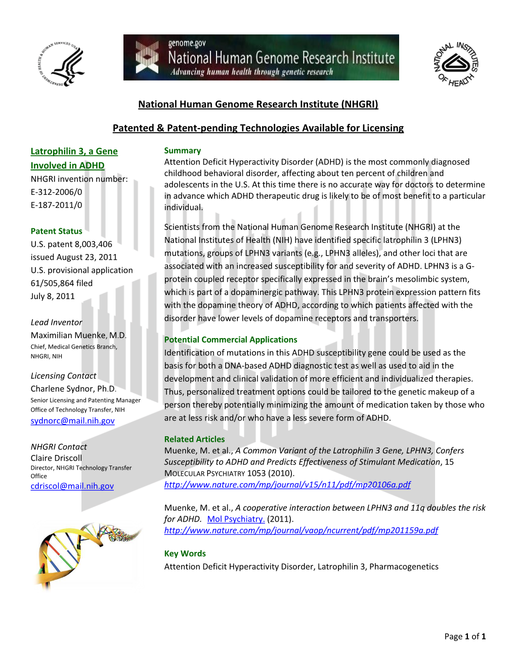 Latrophilin 3, a Gene Involved in ADHD