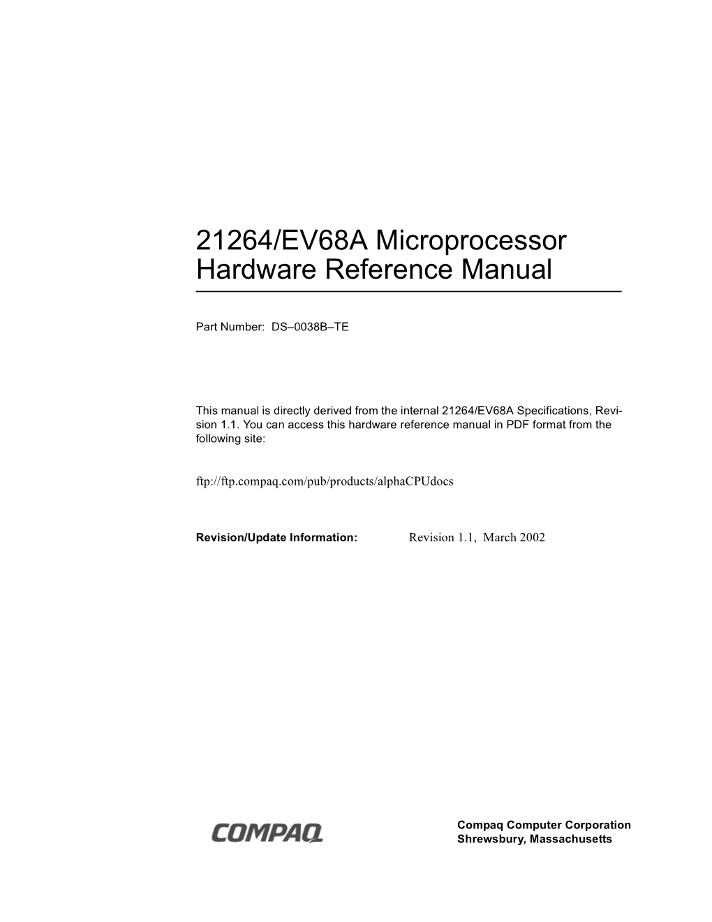 21264/EV68A Microprocessor Hardware Reference Manual