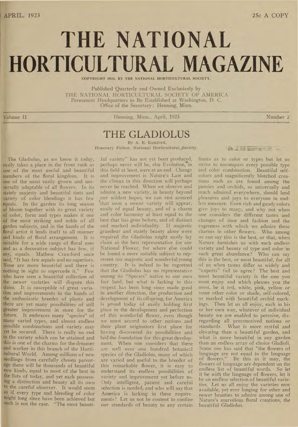 The National Horticultural Magazine Copyright 1923