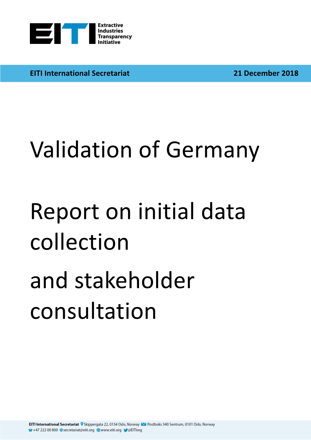 Validation of Germany Report on Initial Data Collection And