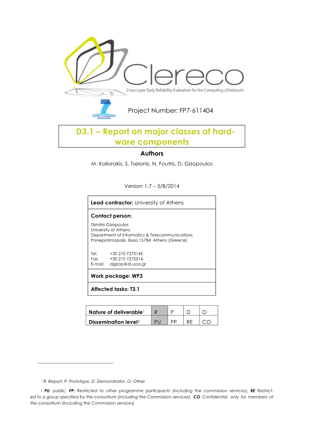 Report on Major Classes of Hardware Components Page 2 of 31