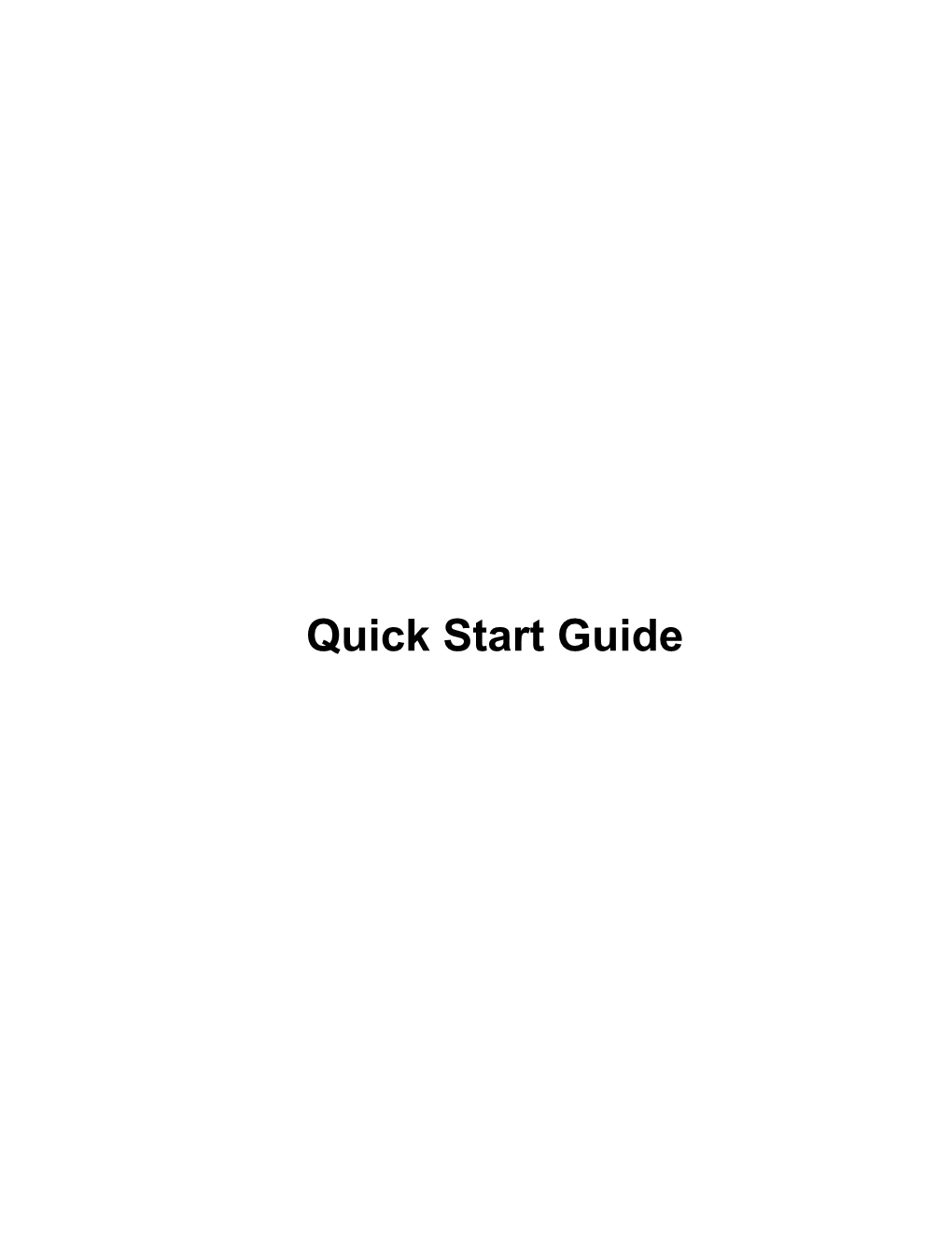 Quick Start Guide Contents