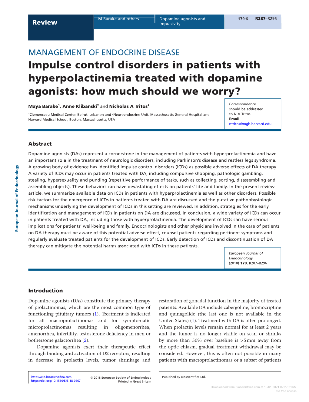 Impulse Control Disorders in Patients with Hyperpolactinemia Treated With