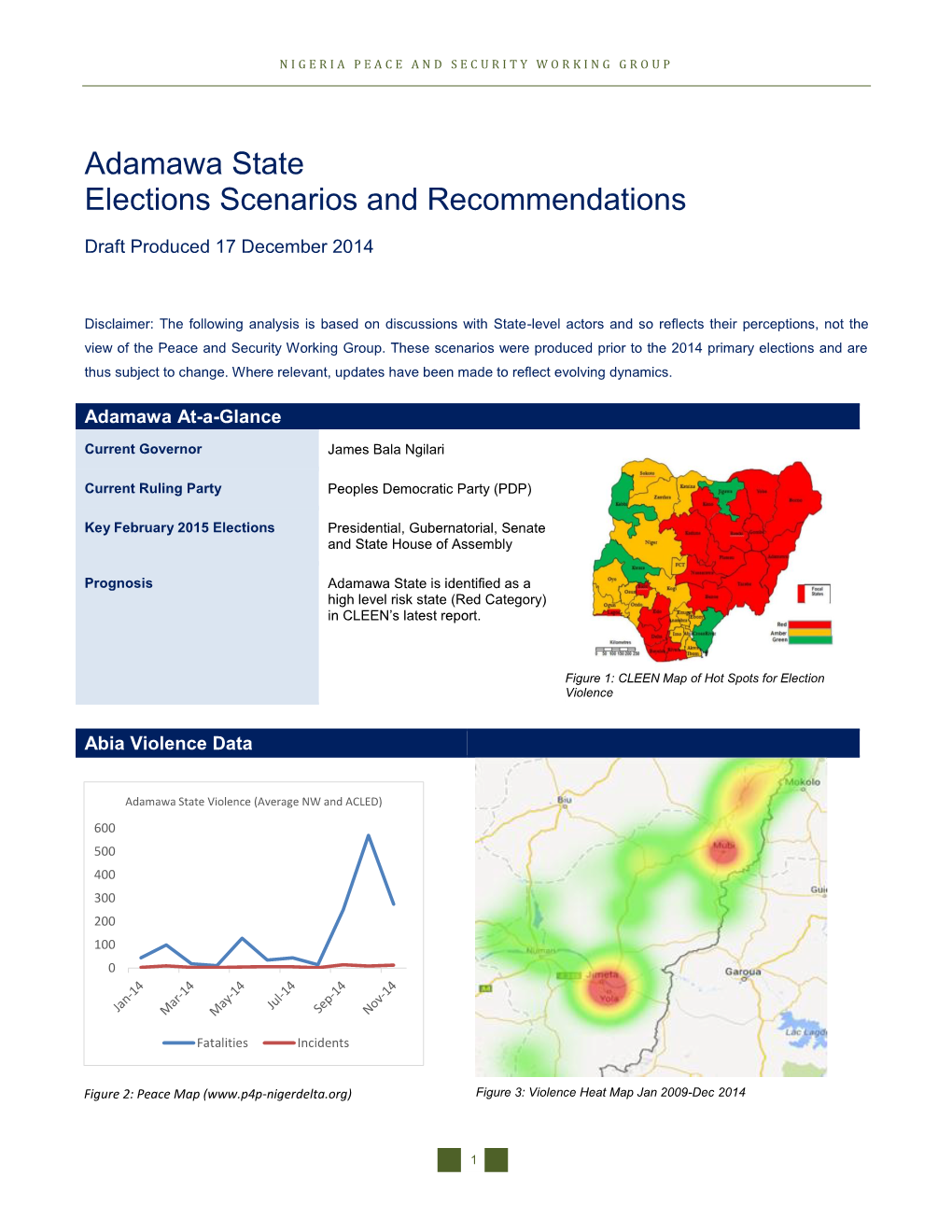 Adamawa State Elections Scenarios and Recommendations