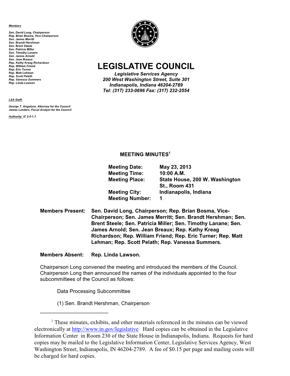 MN 5/23/2013 Legislative Council