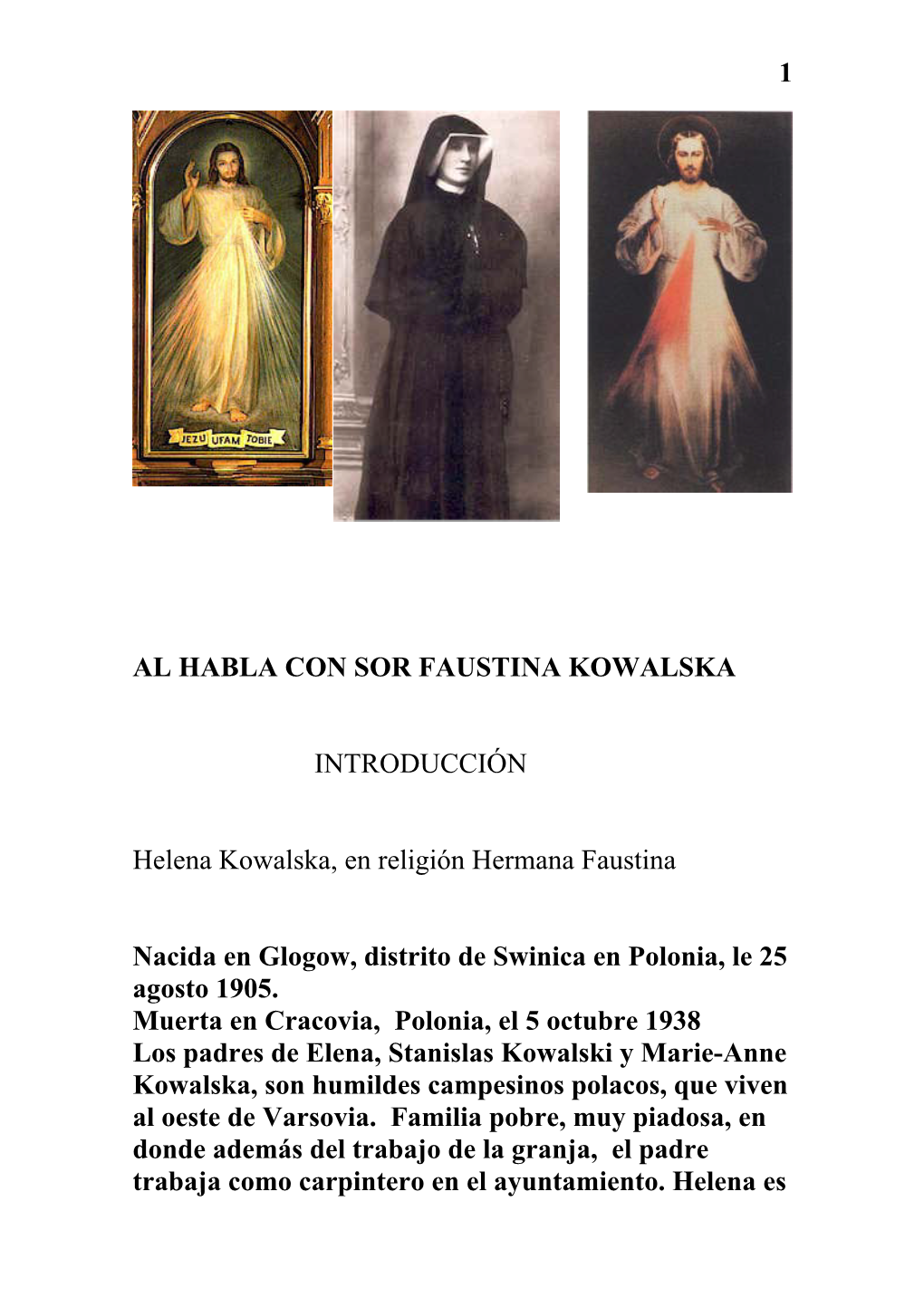 Al Habla Con Sor Faustina Kowalska