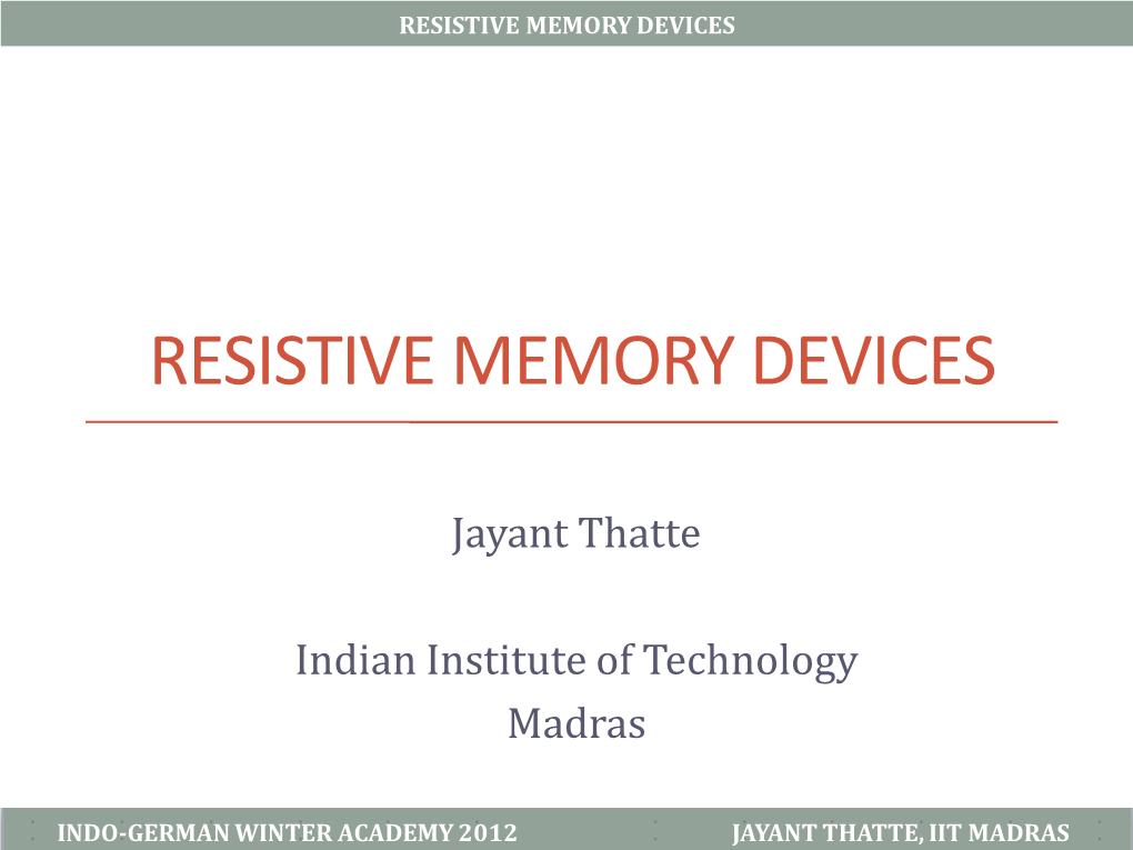 Resistive Memory Devices