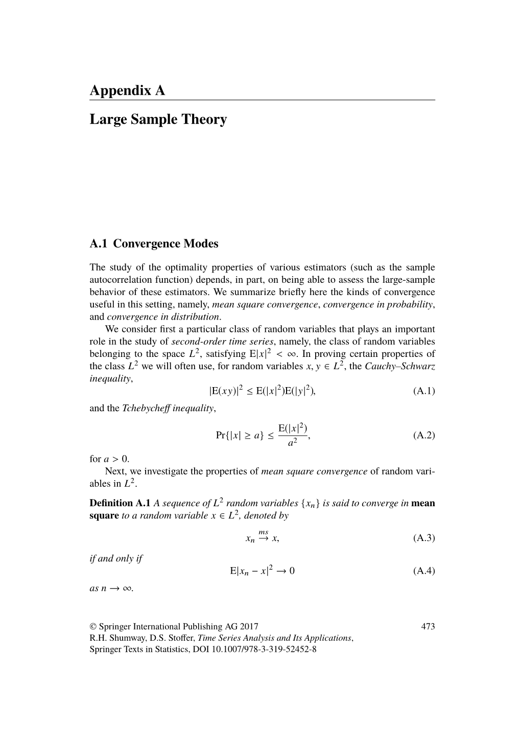 Appendix a Large Sample Theory