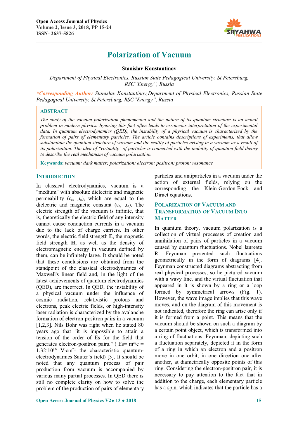 Polarization of Vacuum