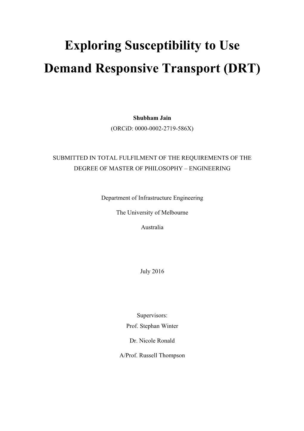 Exploring Susceptibility to Use Demand Responsive Transport (DRT)
