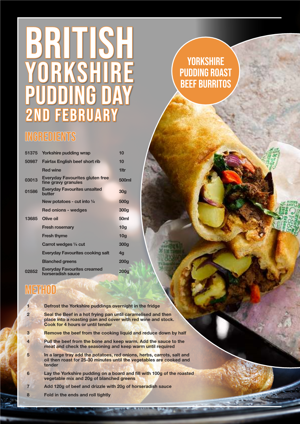 Yorkshire Yorkshire Pudding Roast Pudding Day Beef Burritos 2Nd February Ingredients