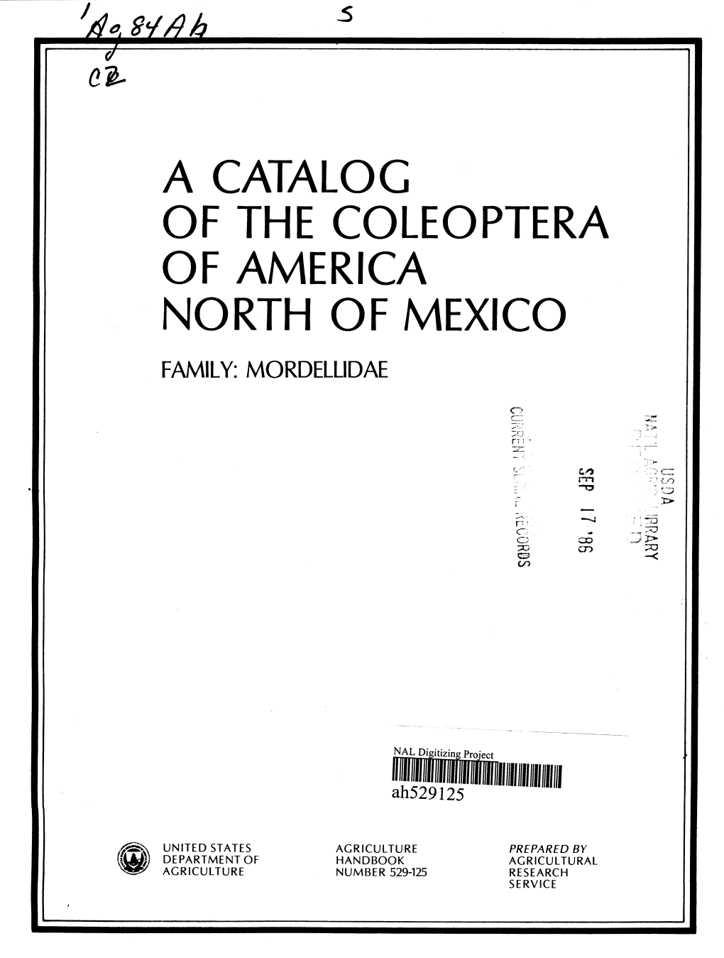 A Catalog of the Coleóptera of America North of Mexico Family: Mordellidae