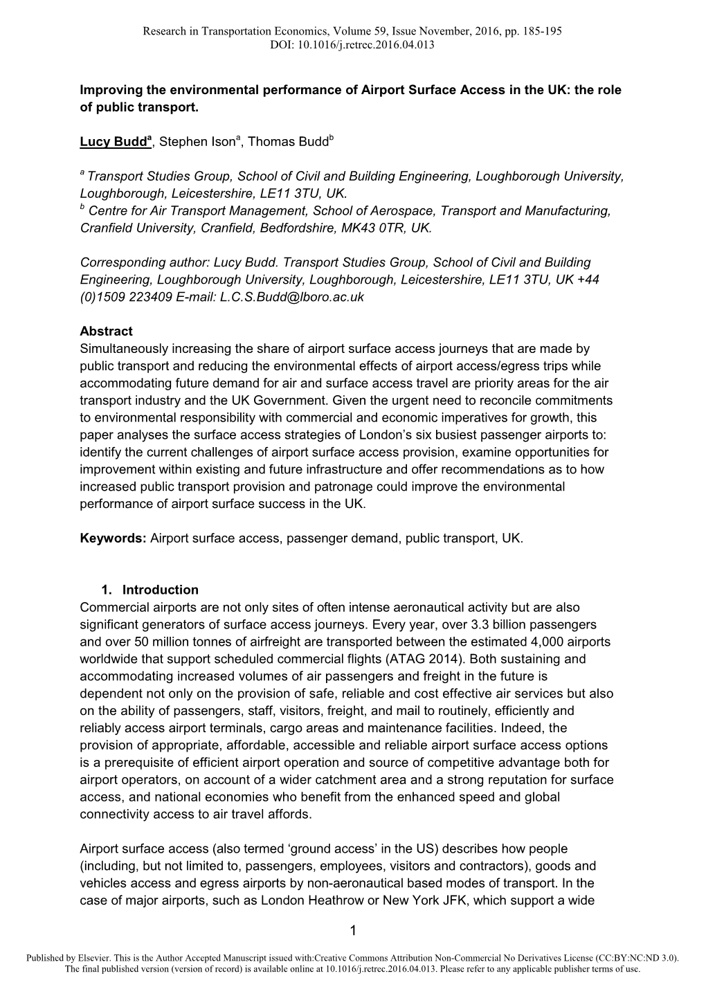 Improving the Environmental Performance of Airport Surface Access in the UK: the Role of Public Transport