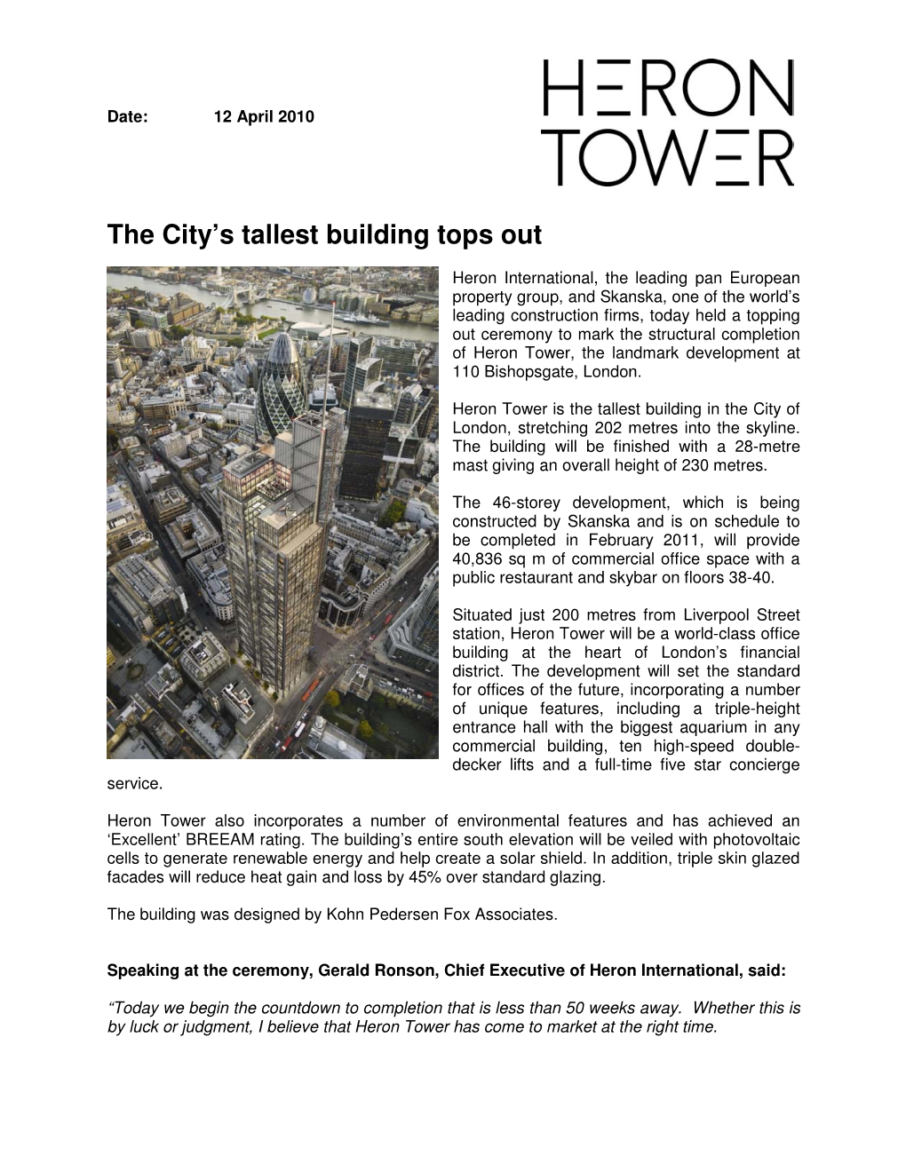 The City's Tallest Building Tops