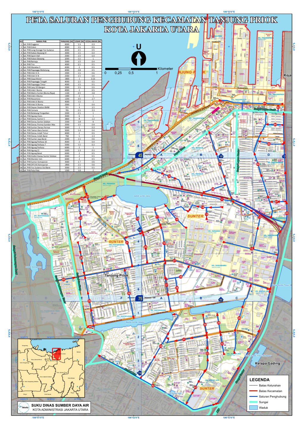 Peta Saluran Penghubung Kecamatan Tanjung Priok Kota Jakarta Utara