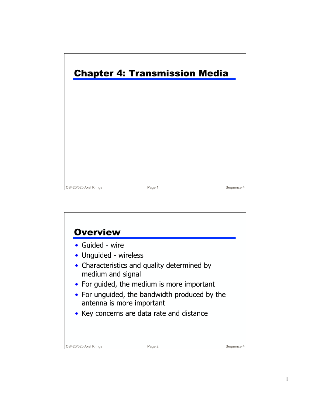 Chapter 4: Transmission Media Overview