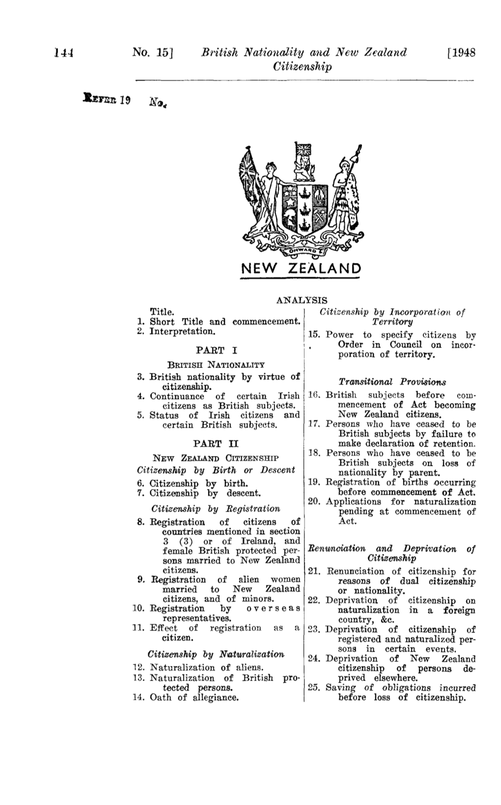 British Nationality and New Zealand Citizenship Act 1948