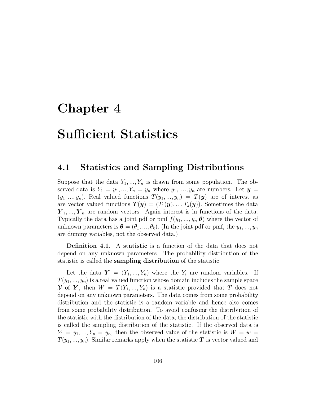 Chapter 4 Sufficient Statistics