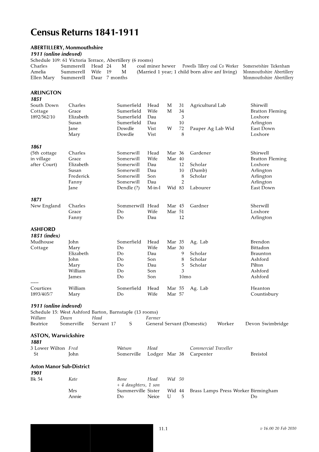 Tree V14.0 Section 11 Census