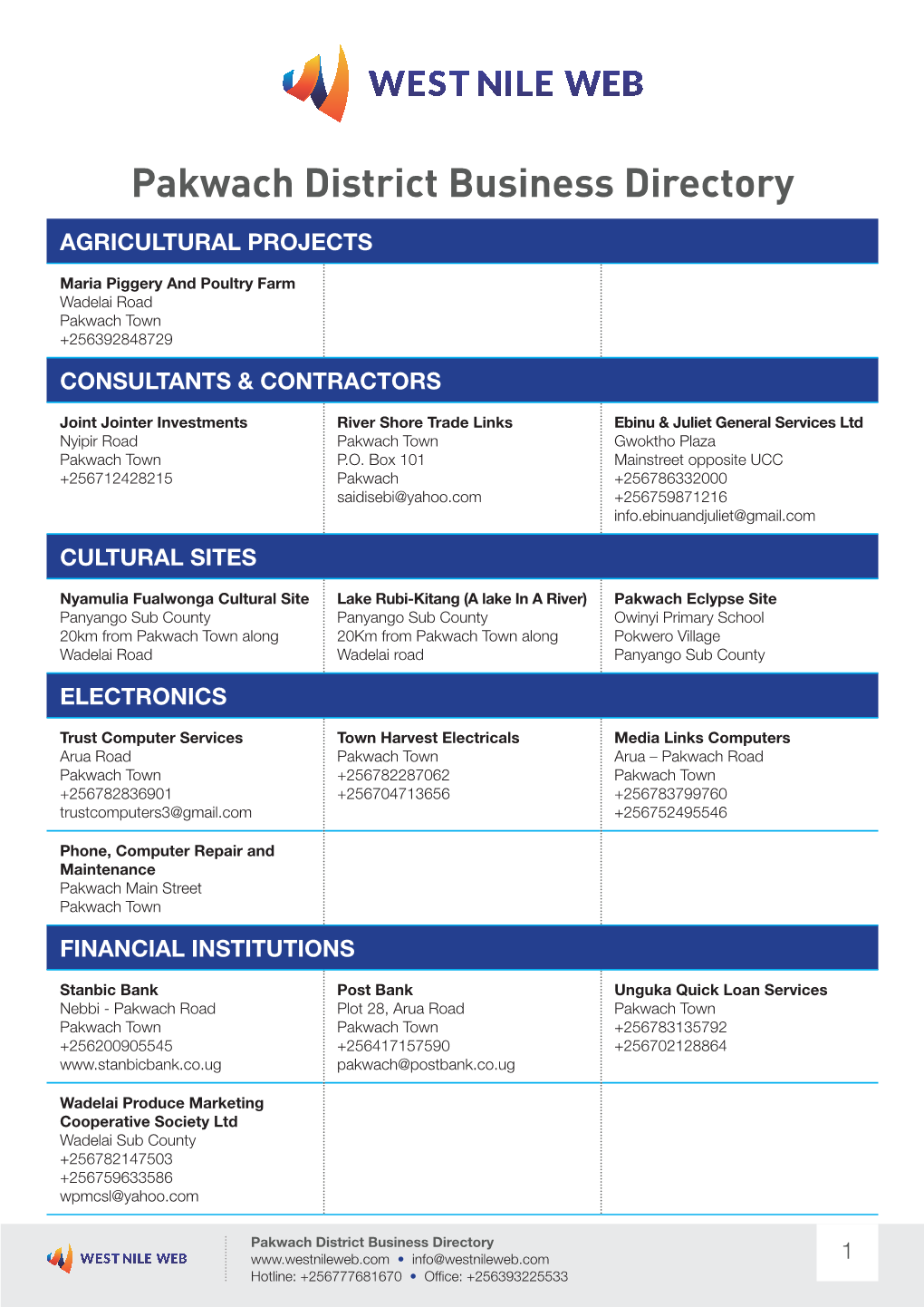 Pakwach District Business Directory.Indd