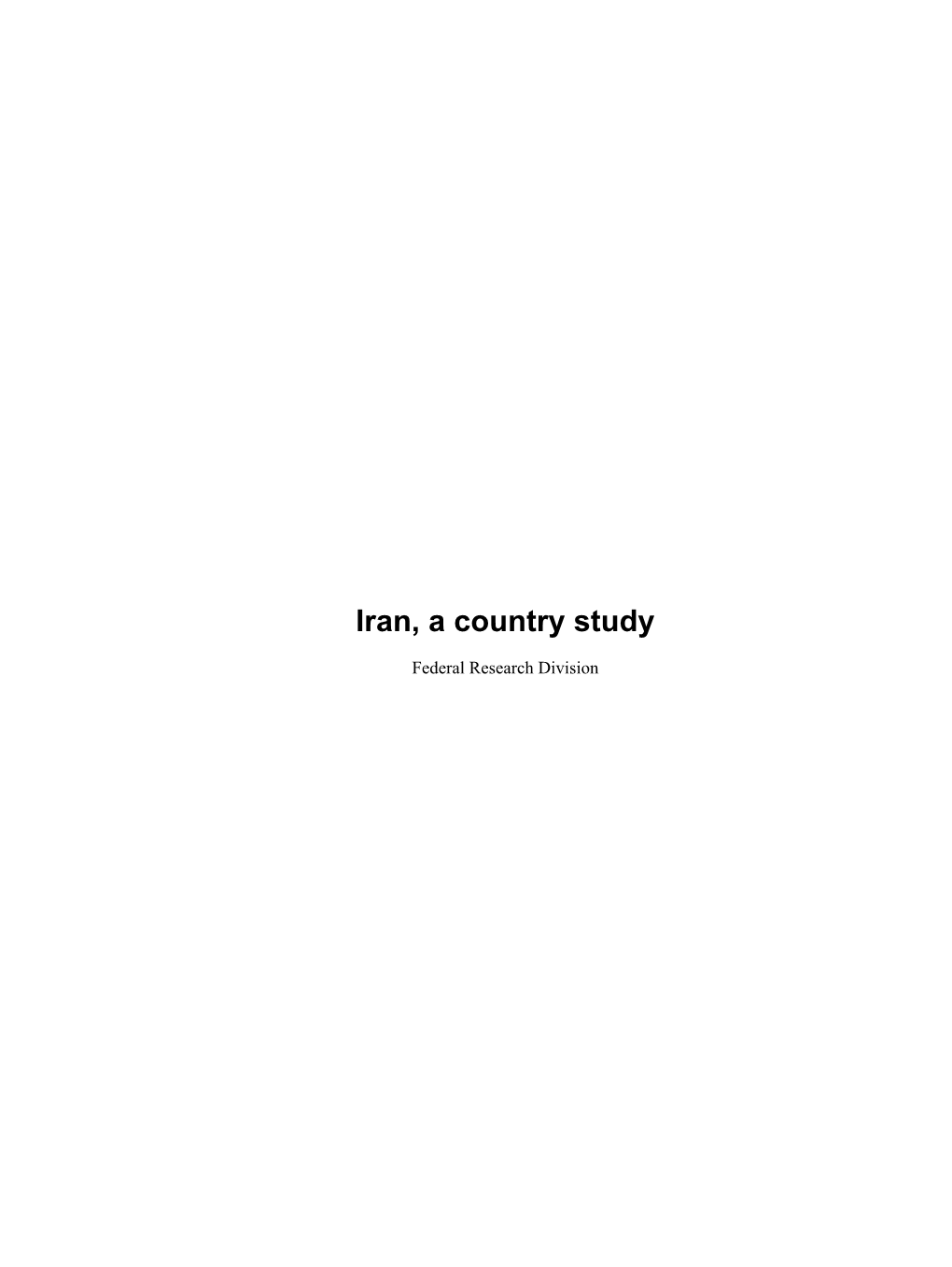 Iran, a Country Study