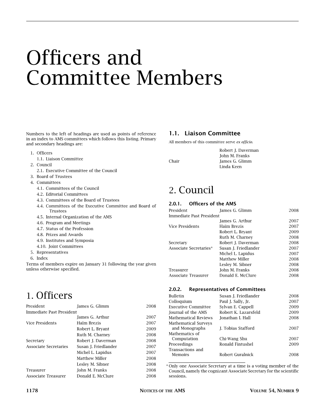 Officers and Committee Members