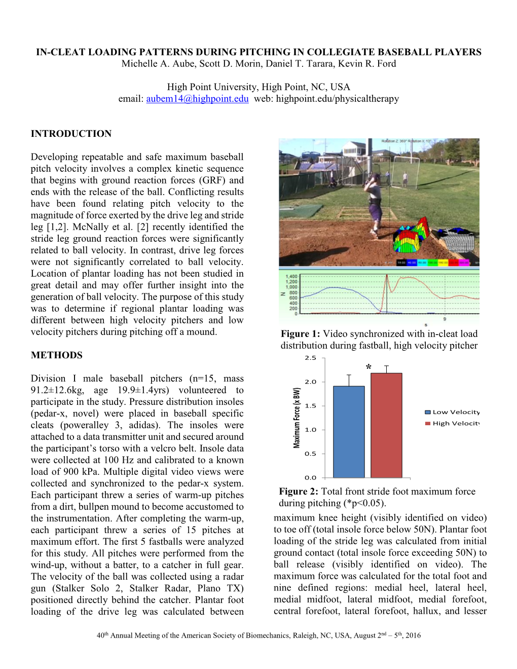 IN-CLEAT LOADING PATTERNS DURING PITCHING in COLLEGIATE BASEBALL PLAYERS Michelle A