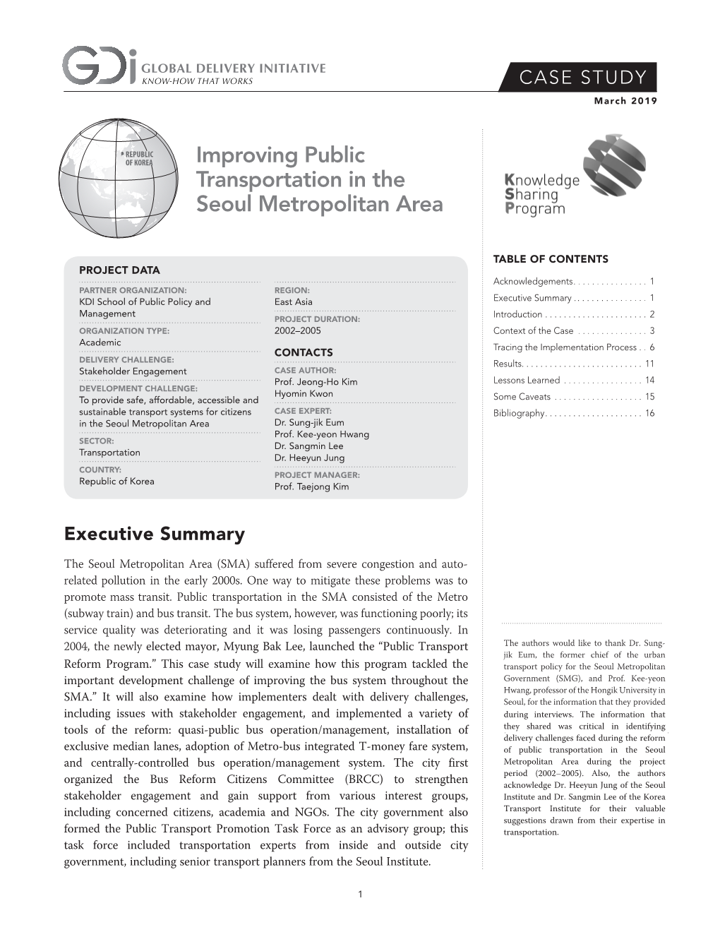 Improving Public Transportation in the Seoul Metropolitan Area