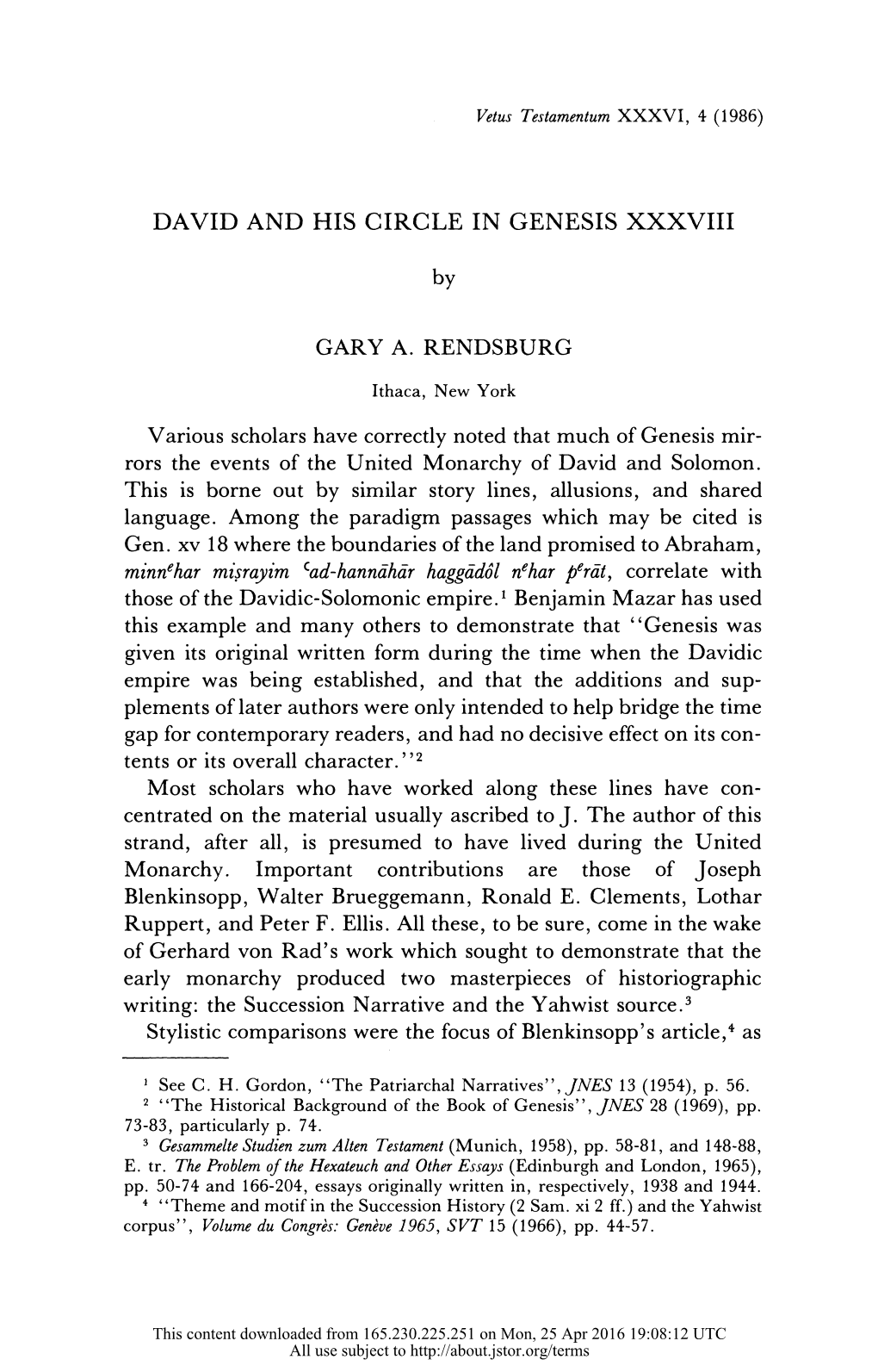 David and His Circle in Genesis Xxxviii