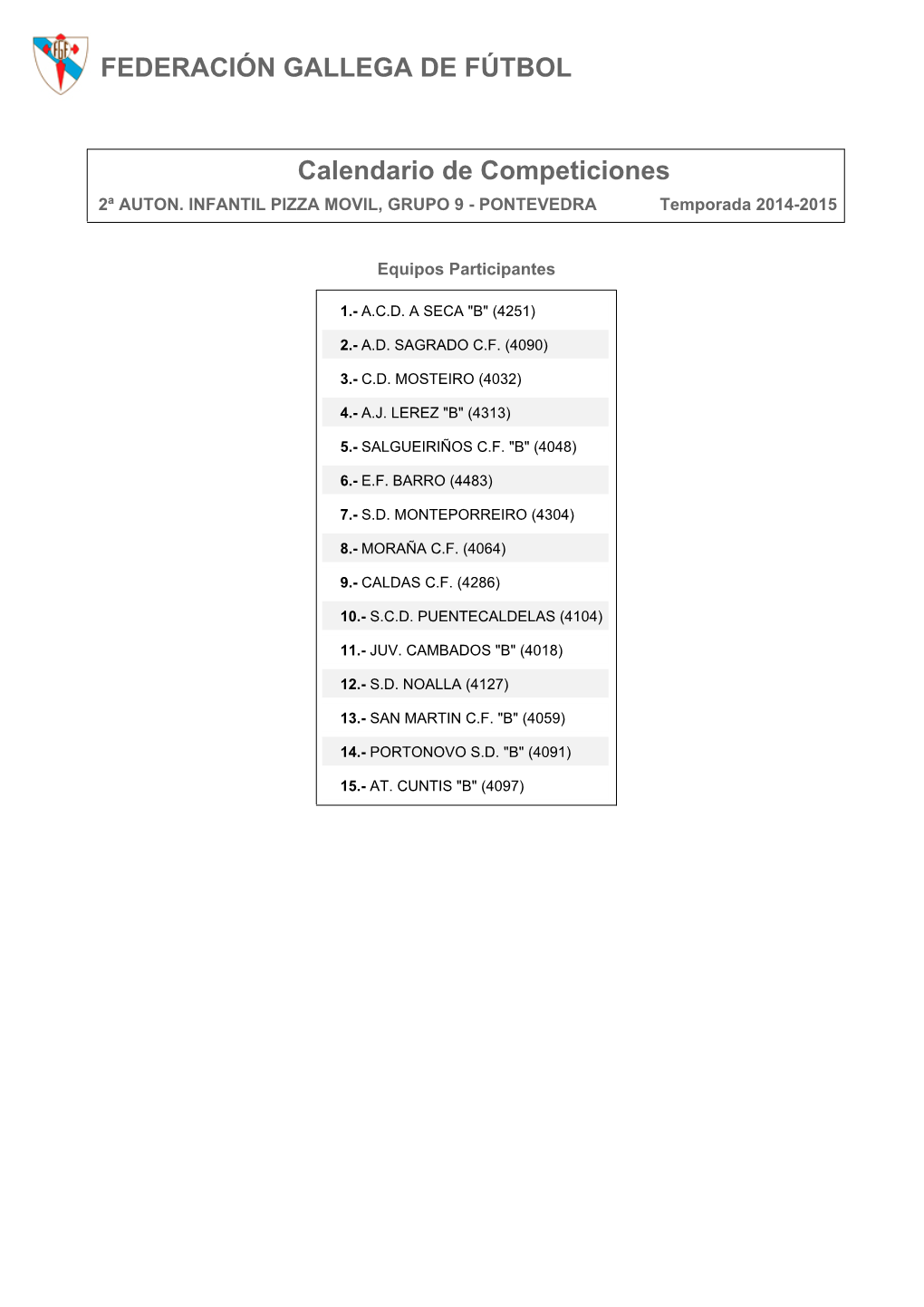 Calendario De Competición