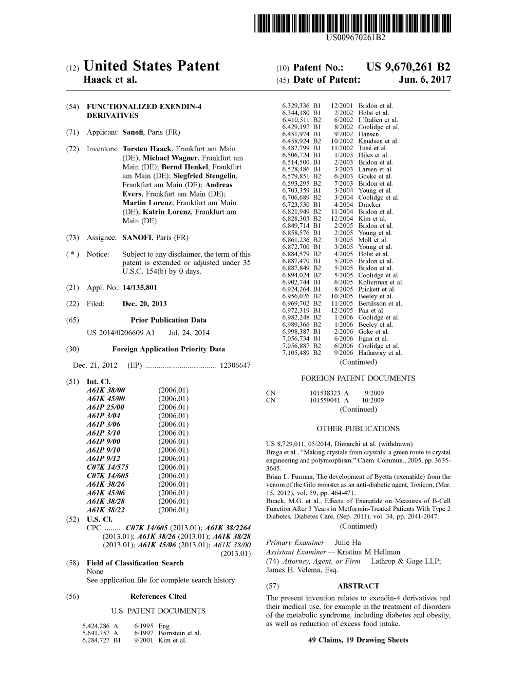 (10) Patent No.: US 9670261 B2