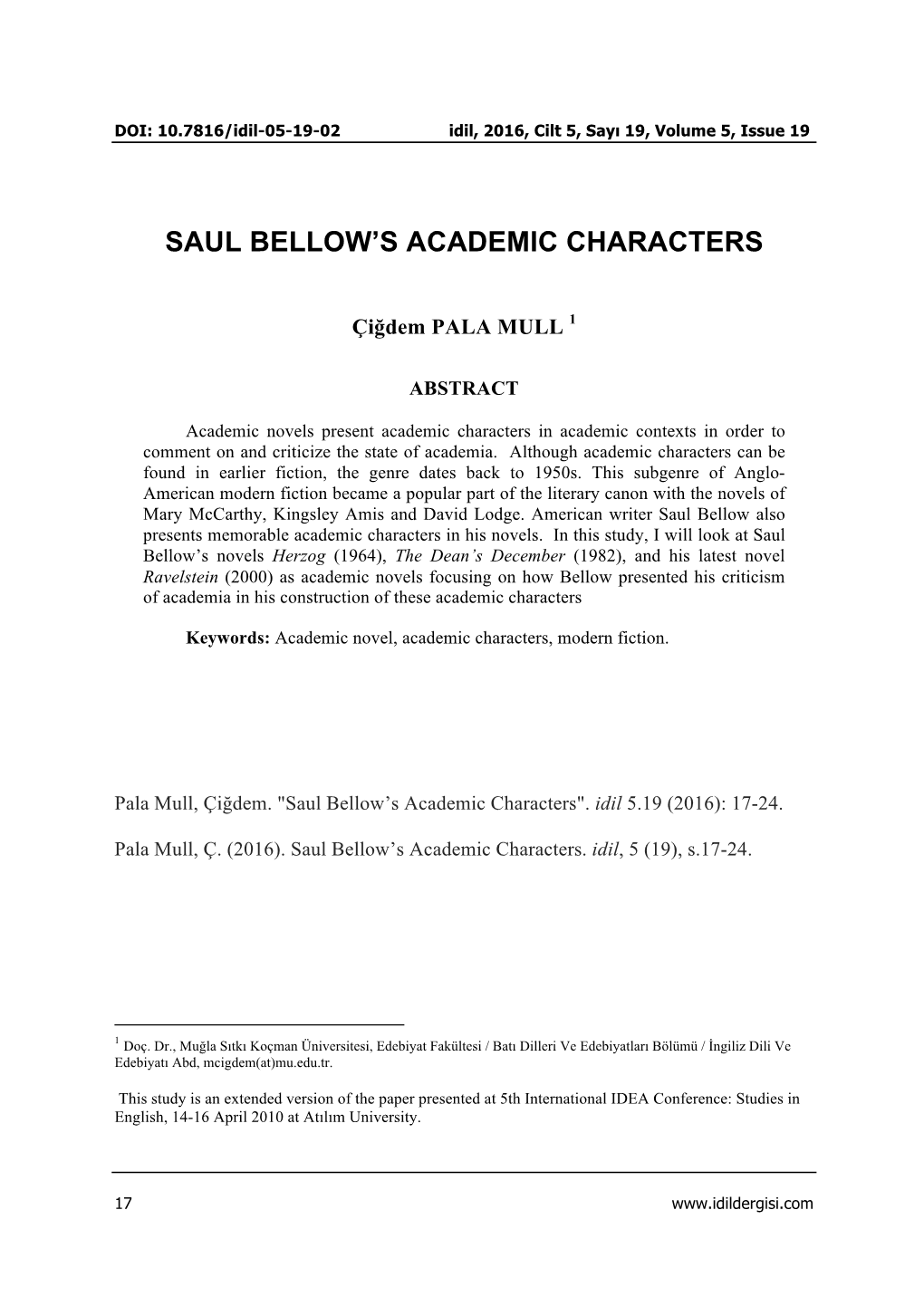 Saul Bellow's Academic Characters