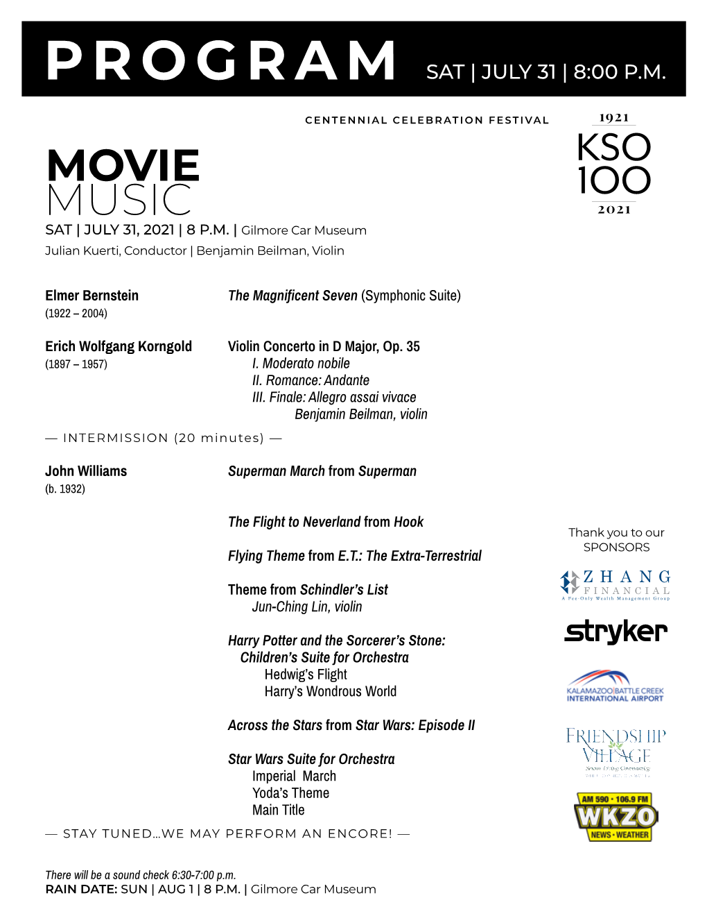 Movie Music Sat | July 31, 2021 | 8 P.M