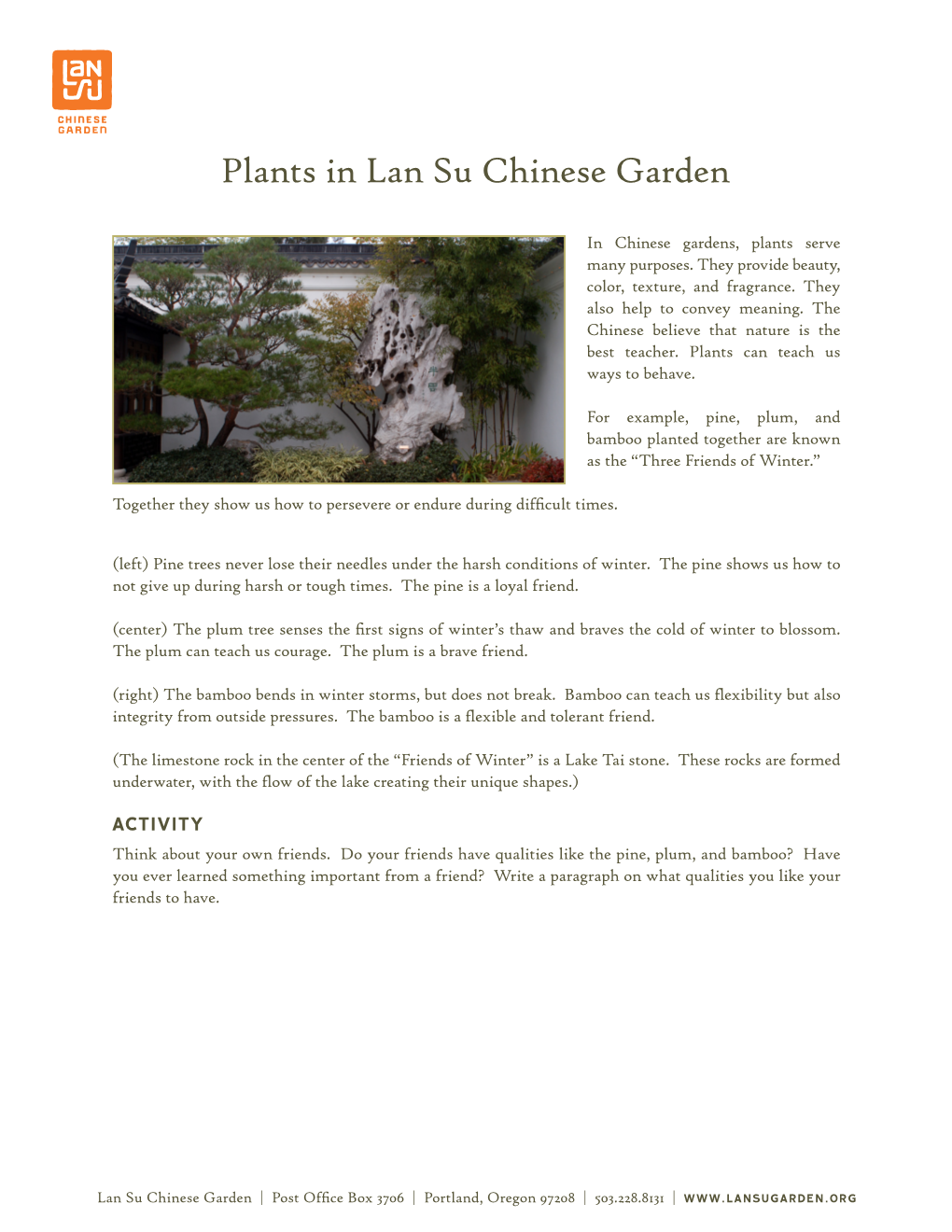 Plants in Lan Su Chinese Garden