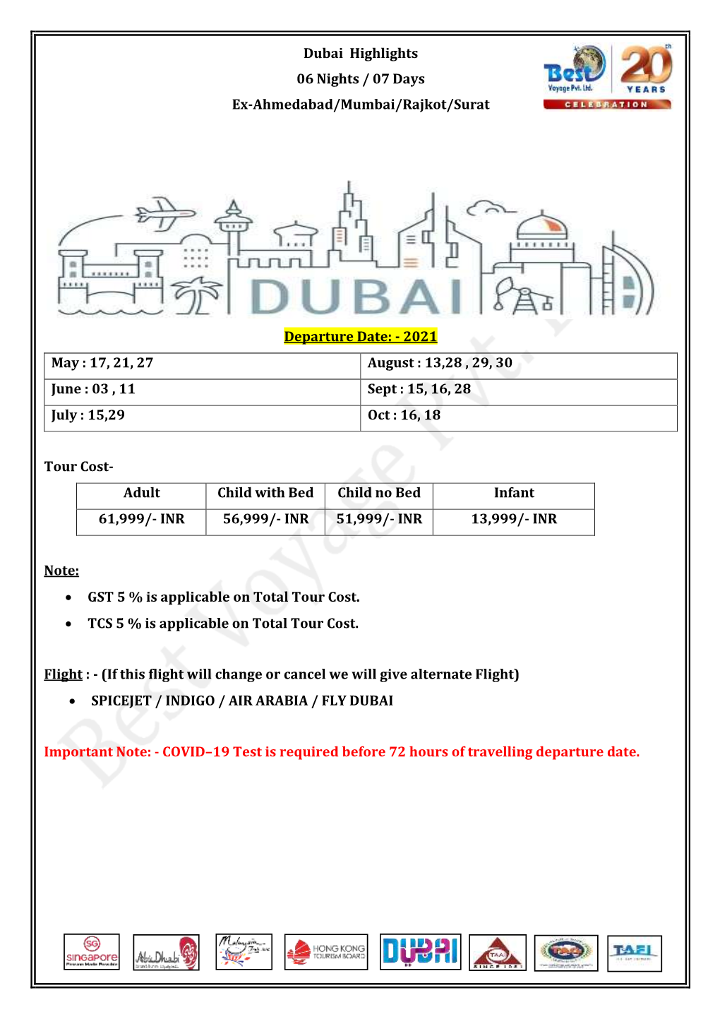 Dubai Highlights 06 Nights / 07 Days Ex-Ahmedabad/Mumbai/Rajkot/Surat