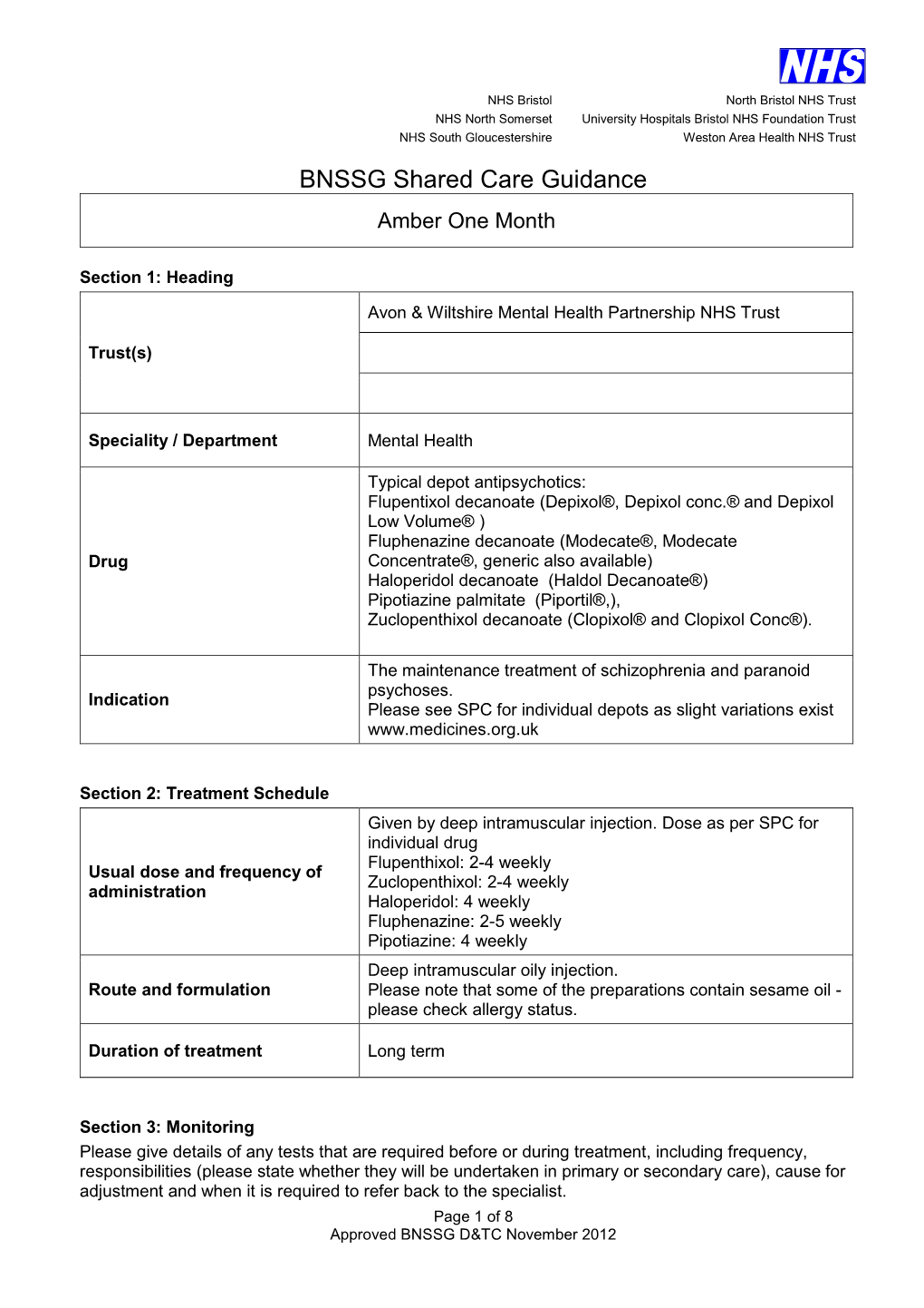 BNSSG Shared Care Guidance Amber One Month