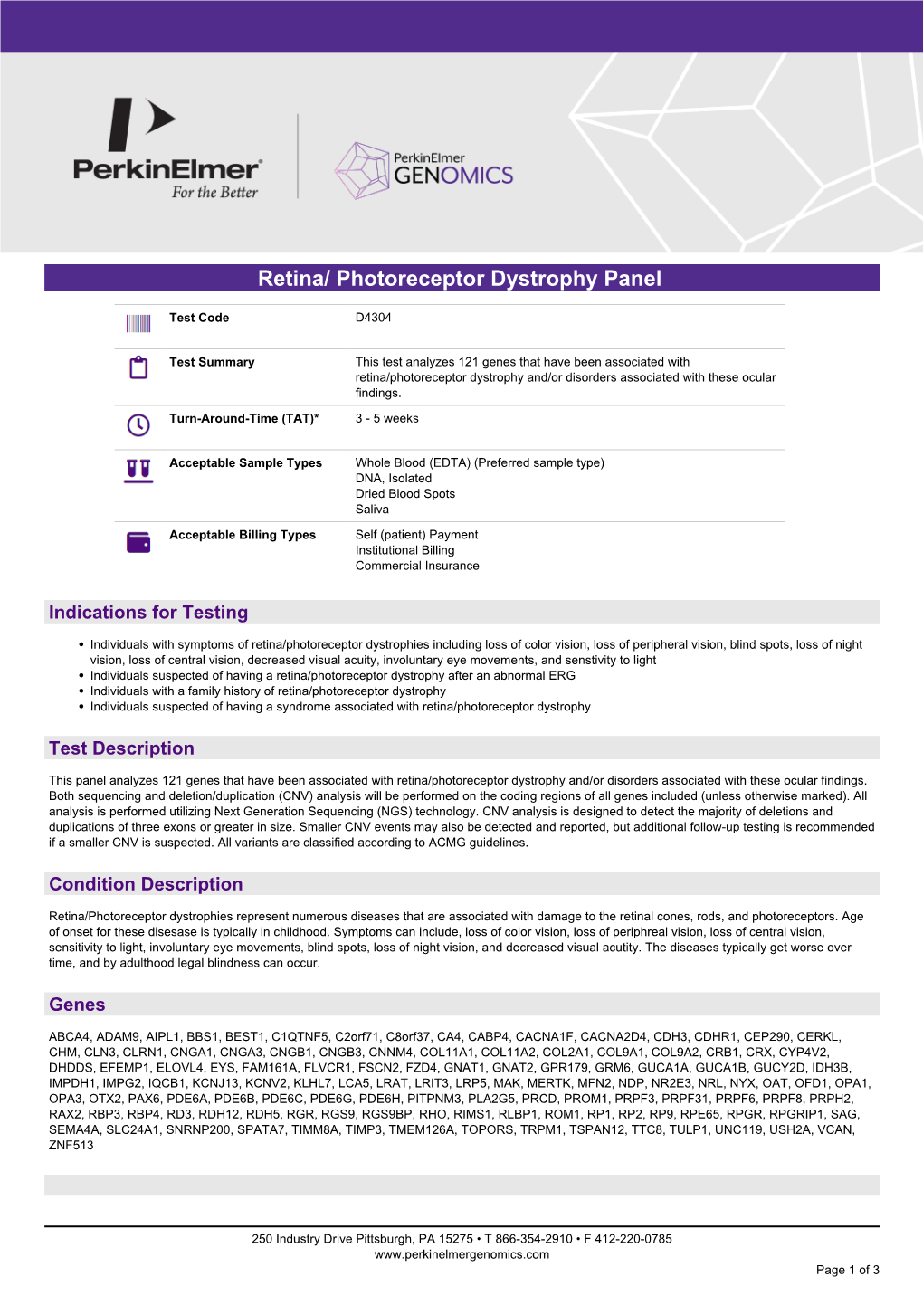 Perkinelmer Genomics to Request the Saliva Swab Collection Kit for Patients That Cannot Provide a Blood Sample As Whole Blood Is the Preferred Sample