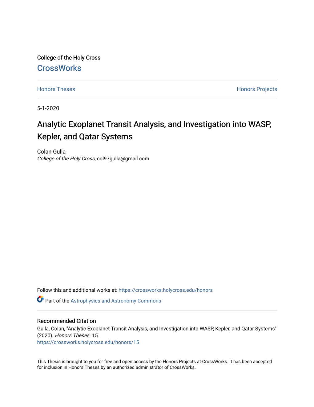 Analytic Exoplanet Transit Analysis, and Investigation Into WASP, Kepler, and Qatar Systems