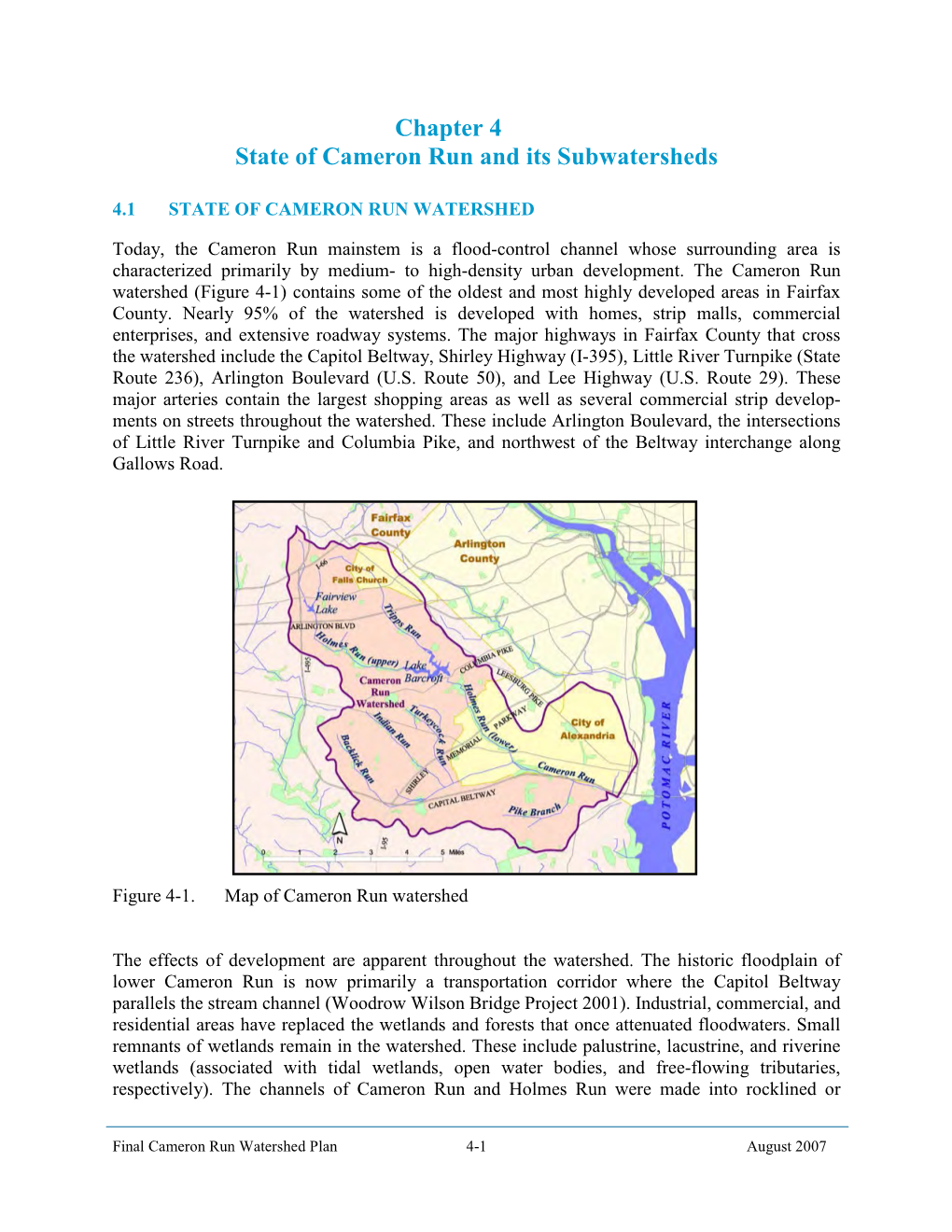 Chapter 4 State of Cameron Run and Its Subwatersheds
