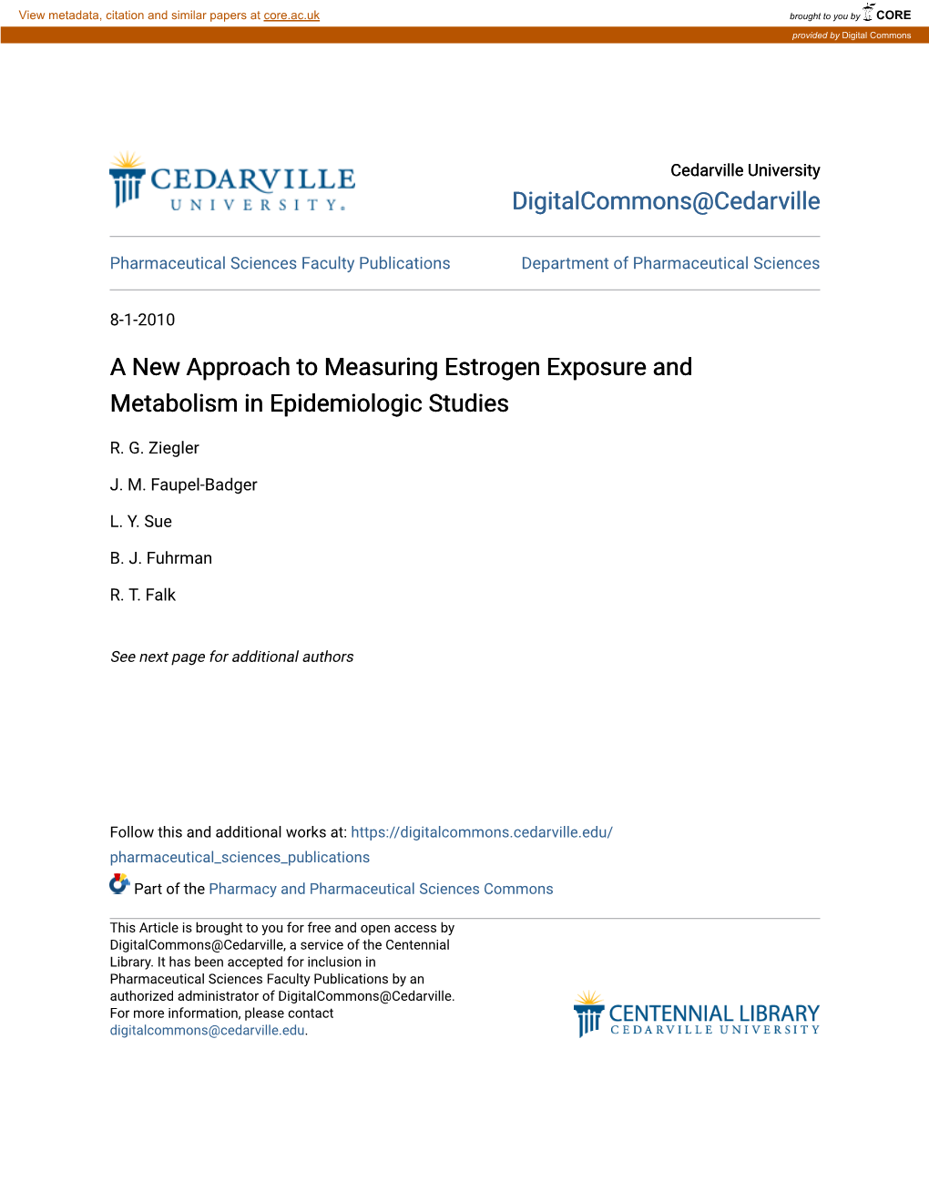 A New Approach to Measuring Estrogen Exposure and Metabolism in Epidemiologic Studies