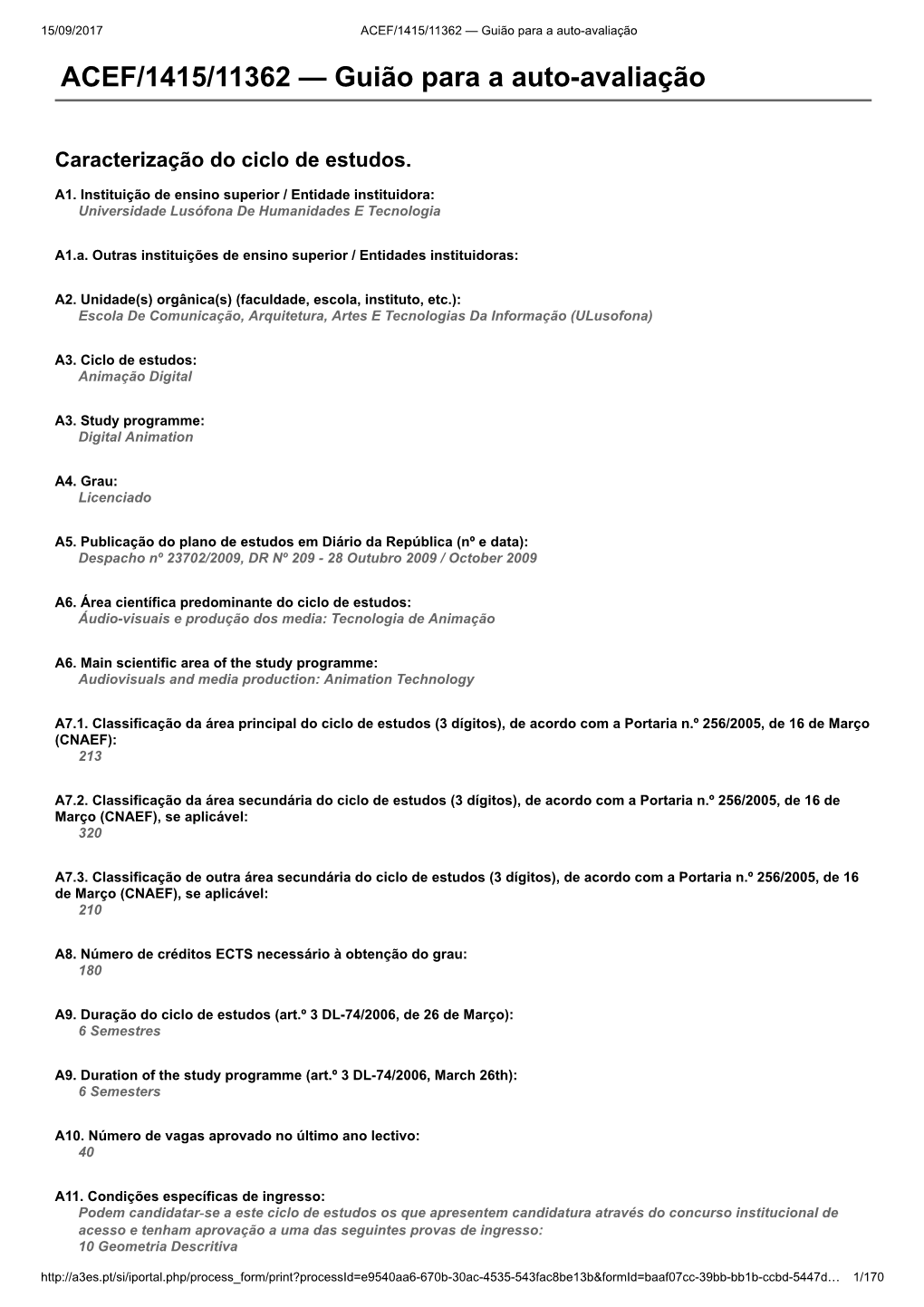 Guião Para a Auto-Avaliação ACEF/1415/11362 — Guião Para a Auto-Avaliação